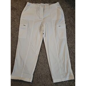 NWT Chico's Size 10 Alabaster No Stain Cotton Poplin Cargo Crop Pant Msrp $79.50